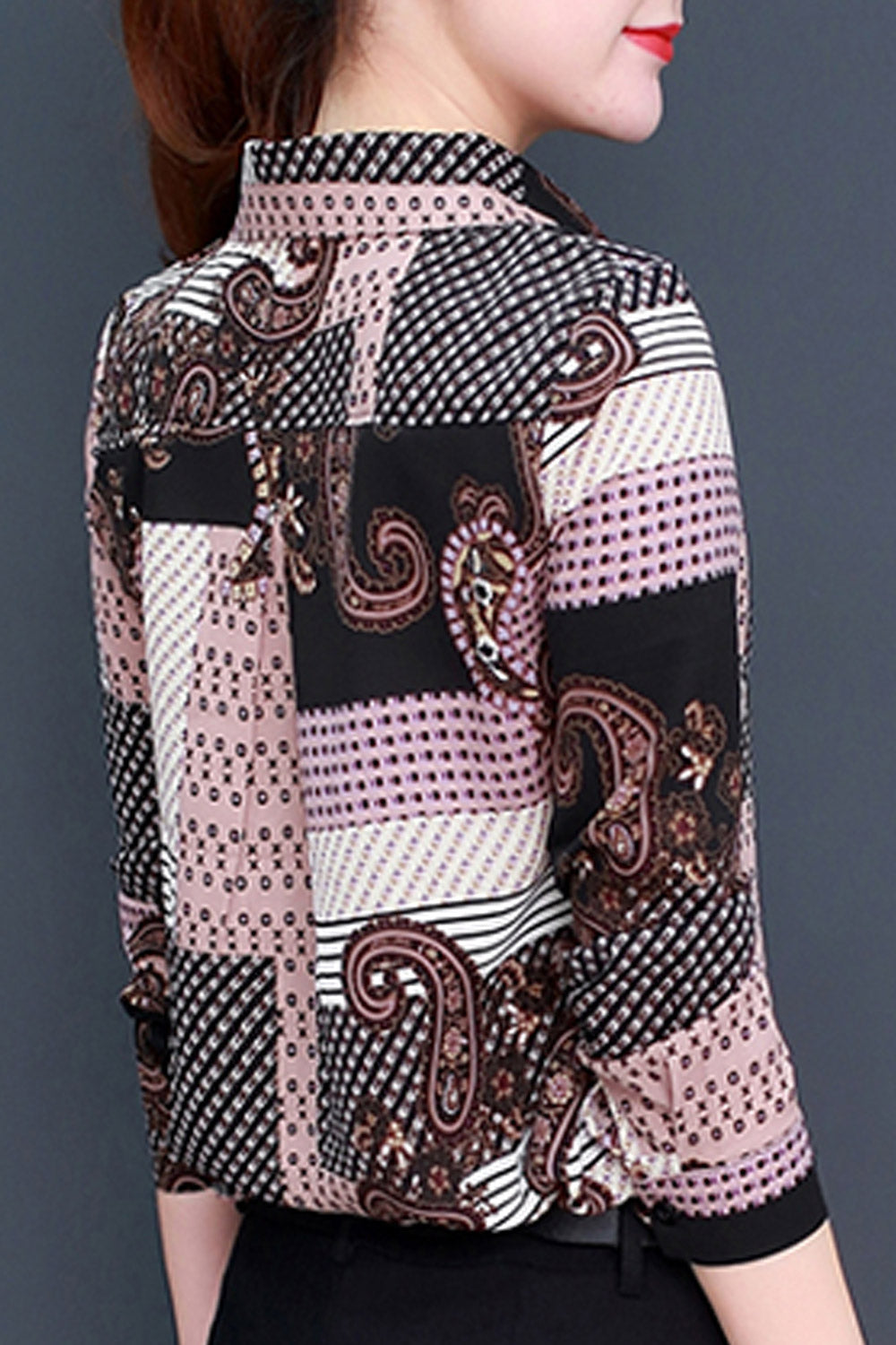 Women Fashion Collar Neck Chiffon Shirt