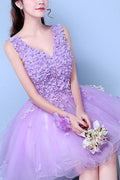 Women V-Neck Flower Pettiskirt Evening Dress