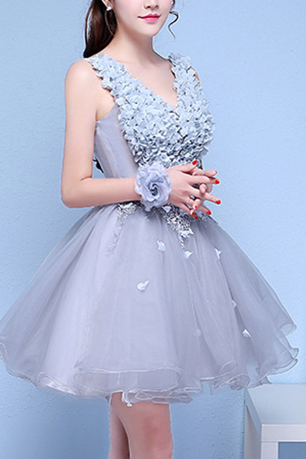 Women Beautiful Flower Lace Wedding Dress