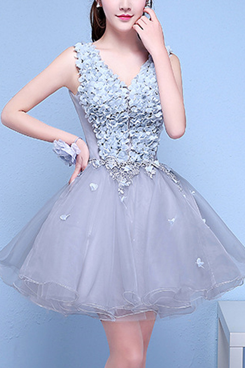 Women Beautiful Flower Lace Wedding Dress