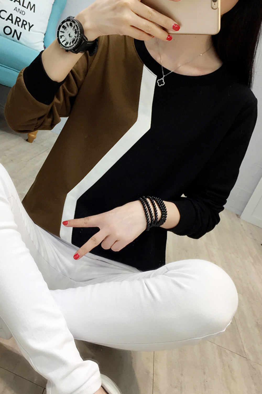 Women Fashion Round Neck Warm Top