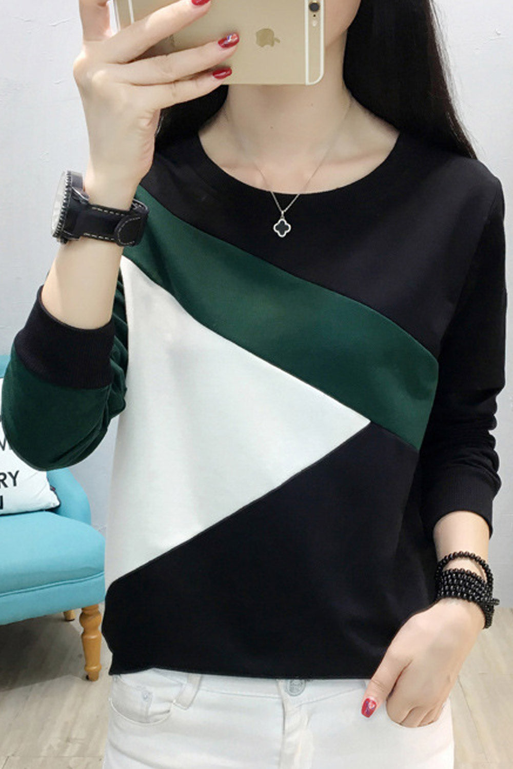 Women Warm Round Neck Slim Top