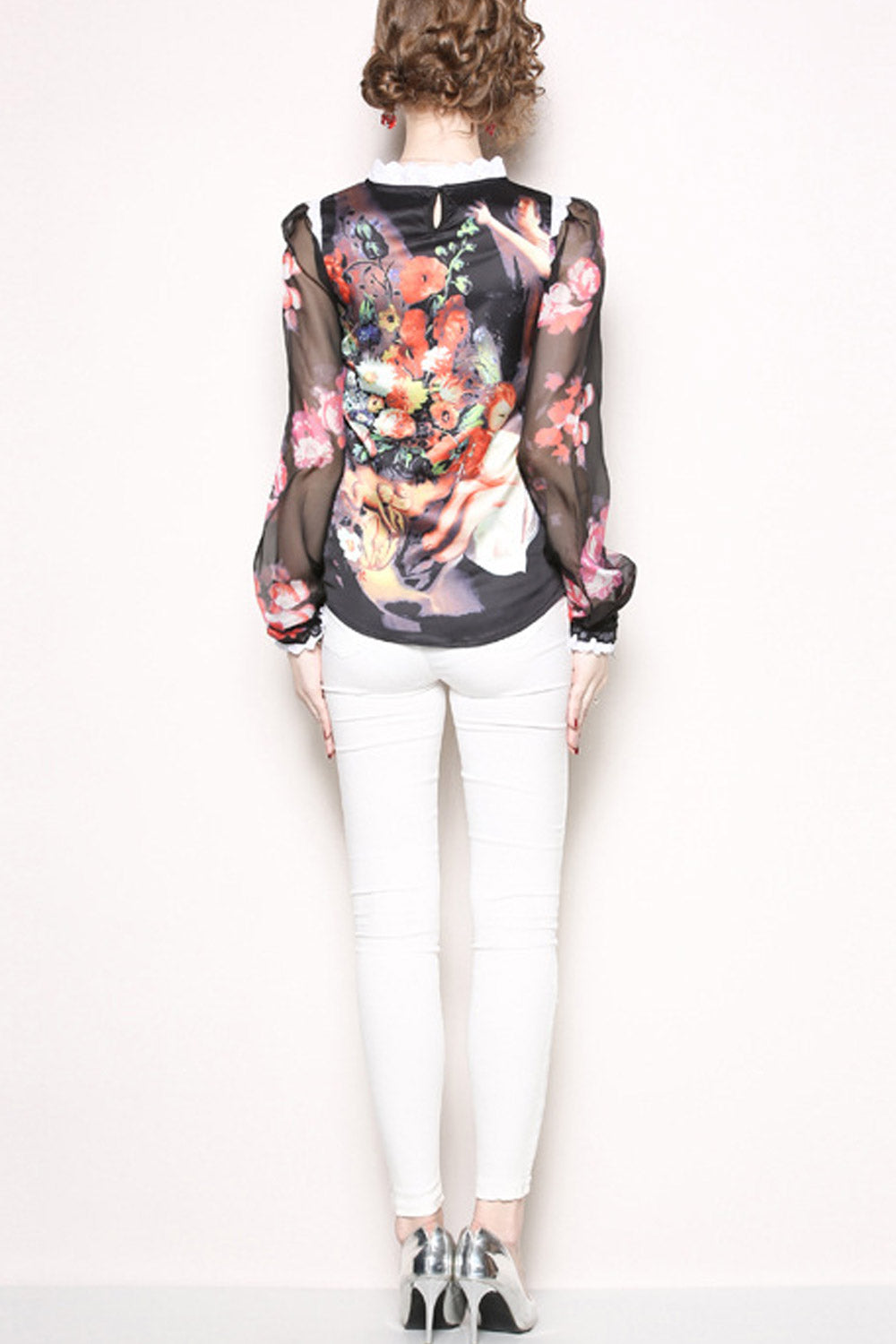 Women High Neck Floral Printed Shirt