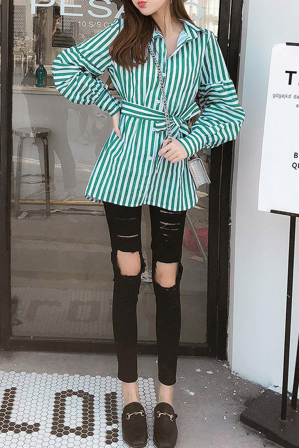 Women Striped Long Sleeved Stylish Shirt