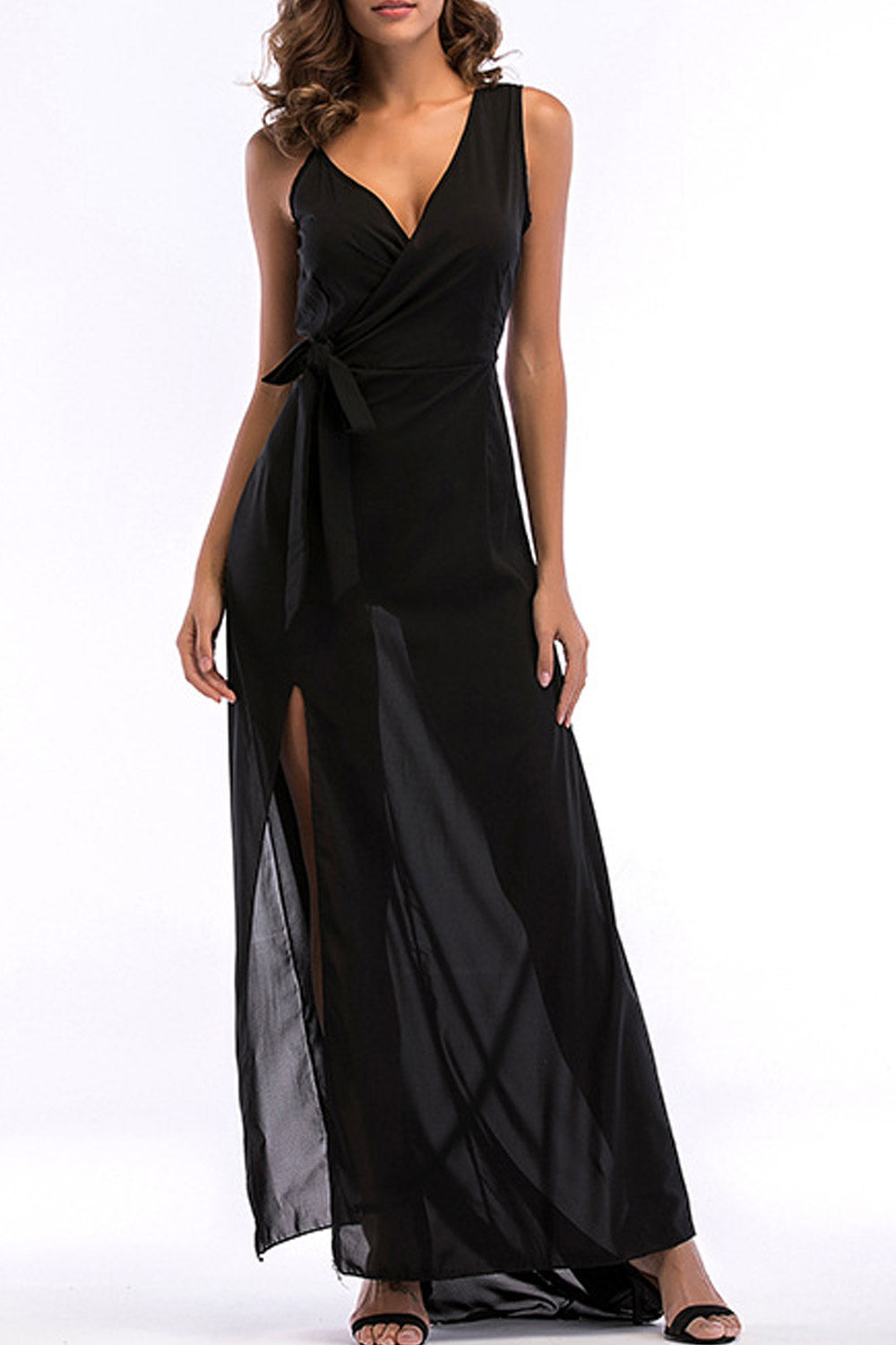 Women Sleeveless Long Skirt Sheered Dress