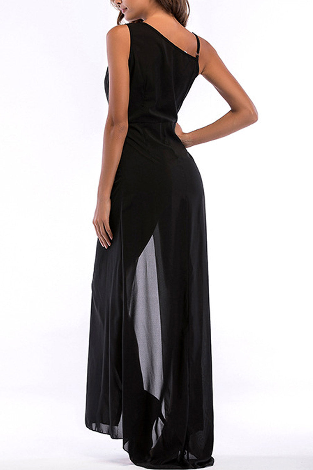 Women Sleeveless Long Skirt Sheered Dress