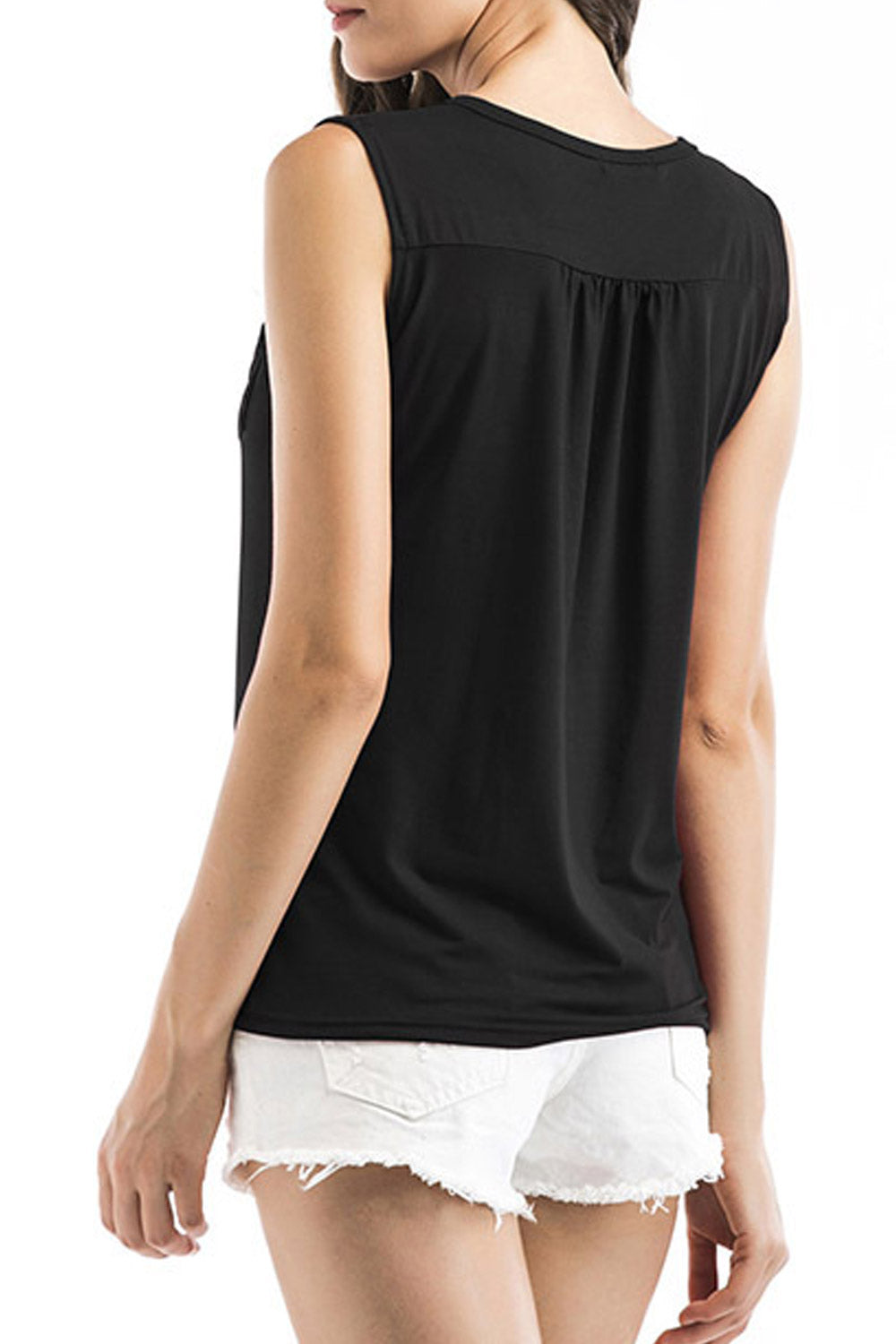 Women Notch Neck Solid Colored Elegant Top