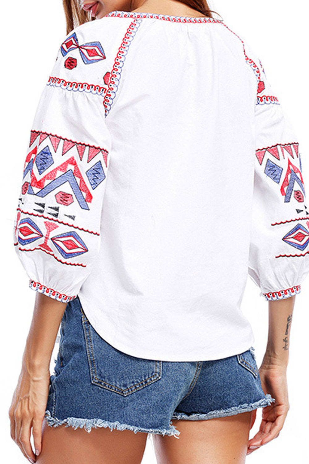Women Slash Neck Puff Sleeved Printed Top