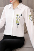 Women Fashion Long Sleeve Embroidered Shirt