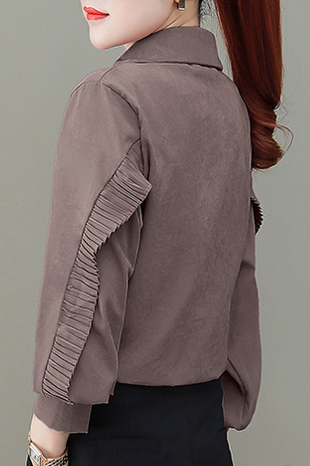 Women Collar Neck Ruffled Loose Shirt