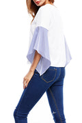 Women Fashion High Neck Trumpet Sleeve Top