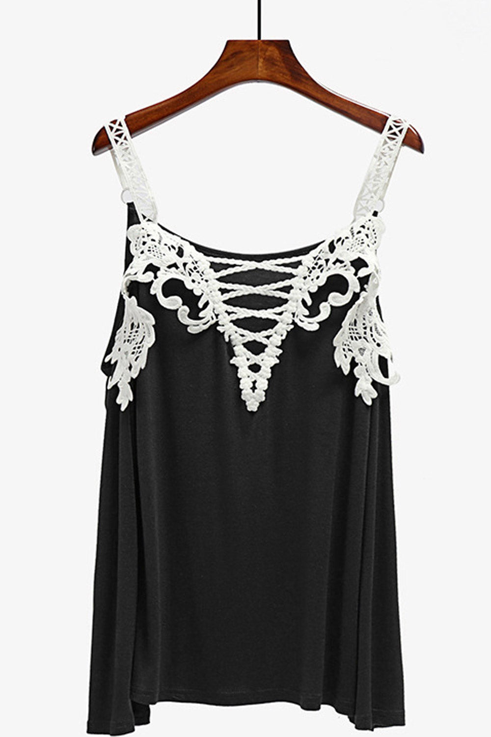 Women Lace Solid Colored Cold Shoulder Top