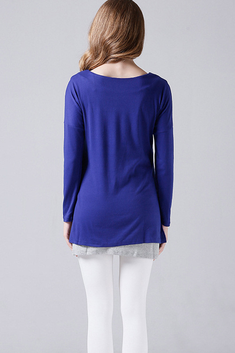 Women Round Neck Side Slit Fashion T-Shirt