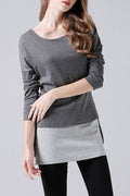 Women Round Neck Side Slit Fashion T-Shirt
