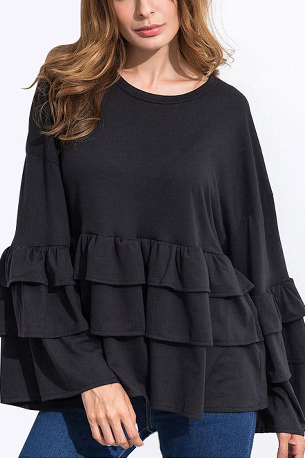 Women Round Neck Ruffled Stylish Top