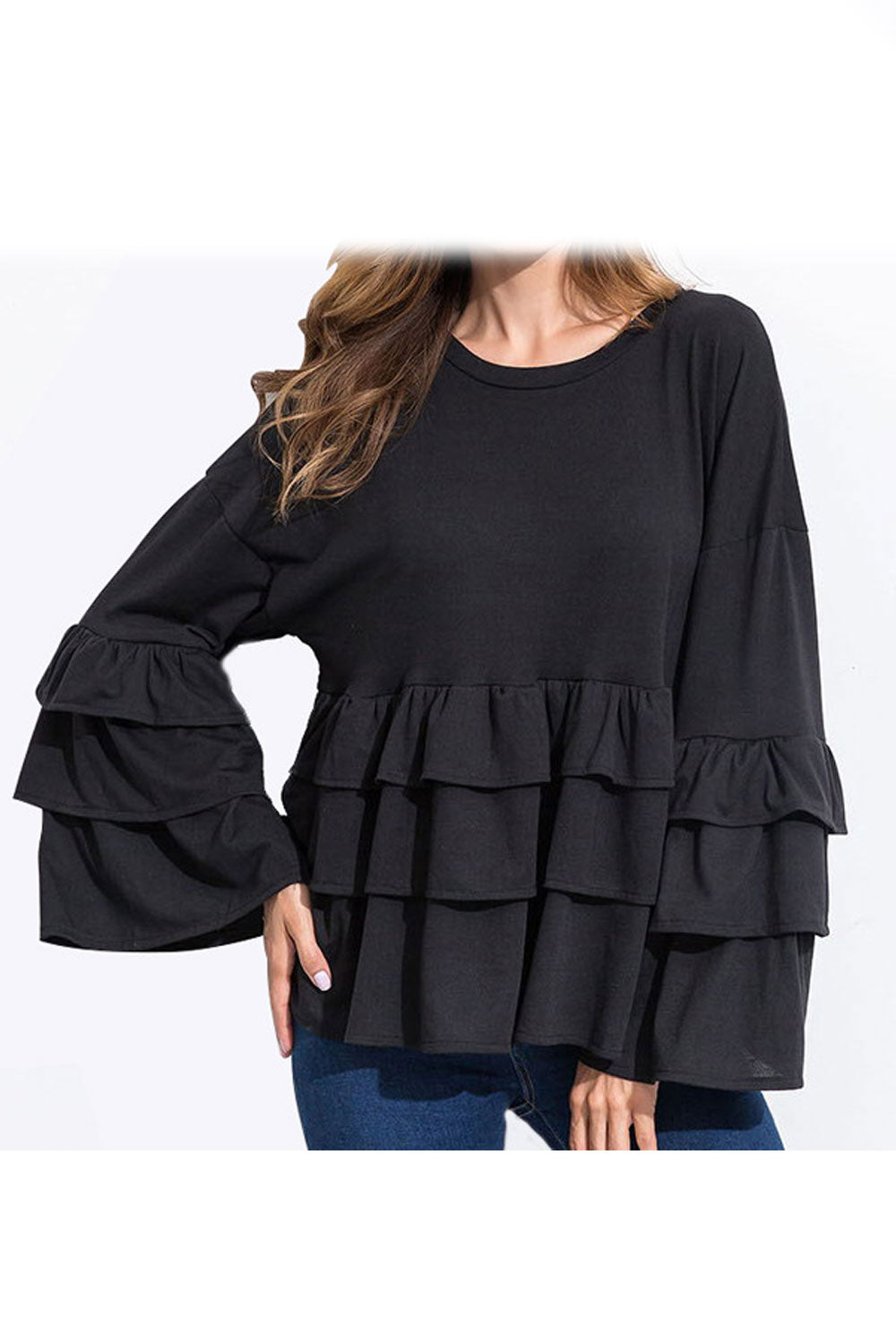 Women Round Neck Ruffled Stylish Top