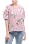 Women Printed Cold Shoulder Top
