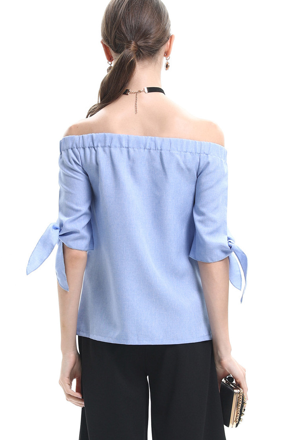 Women Elasticated Off Shoulder Embroidered Top