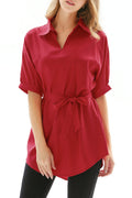 Women Tie Waist Collar Neck Stylish Top