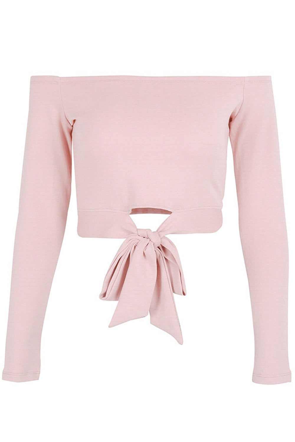 Women Off Neck Tie Hem Fashion Top