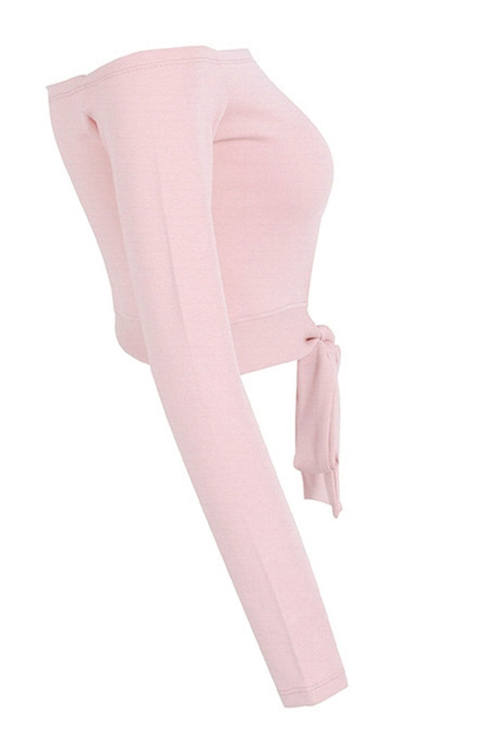Women Off Neck Tie Hem Fashion Top