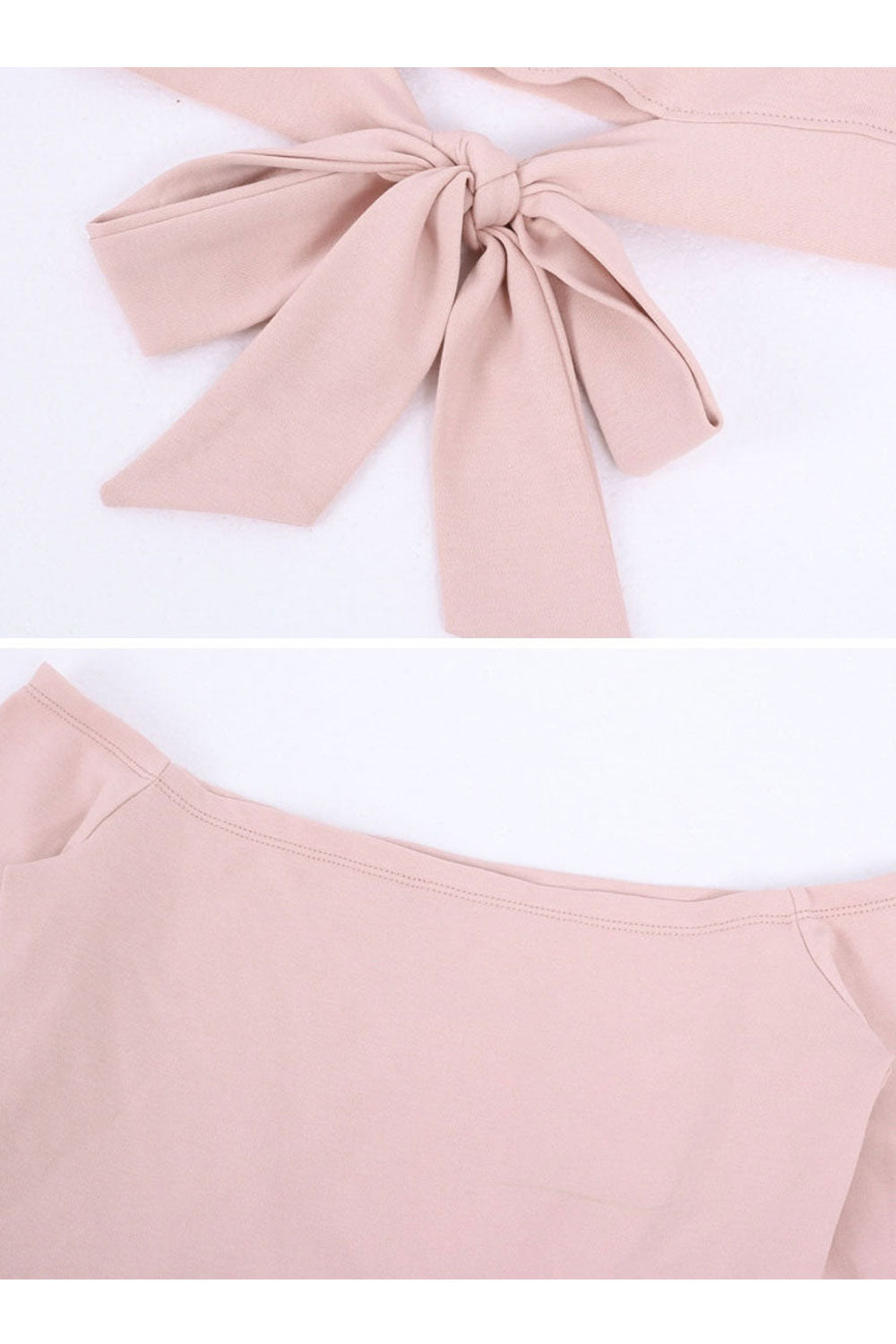Women Off Neck Tie Hem Fashion Top