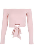 Women Off Neck Tie Hem Fashion Top