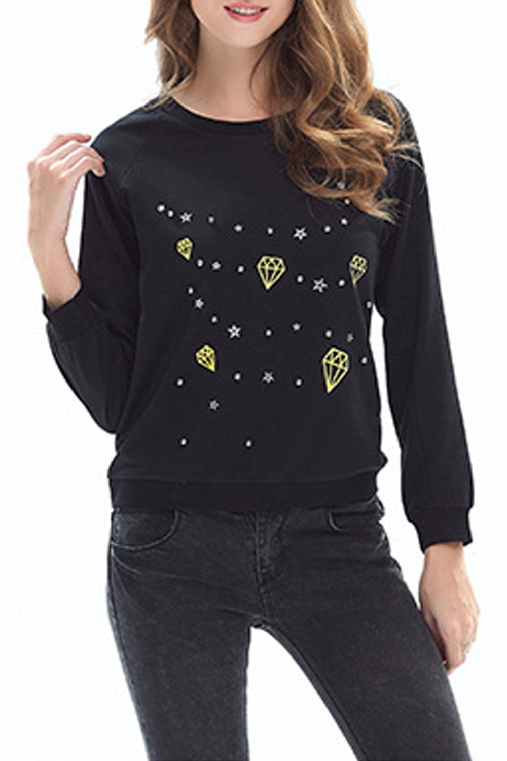 Women Round Neck Beads Decorated Stylish Top