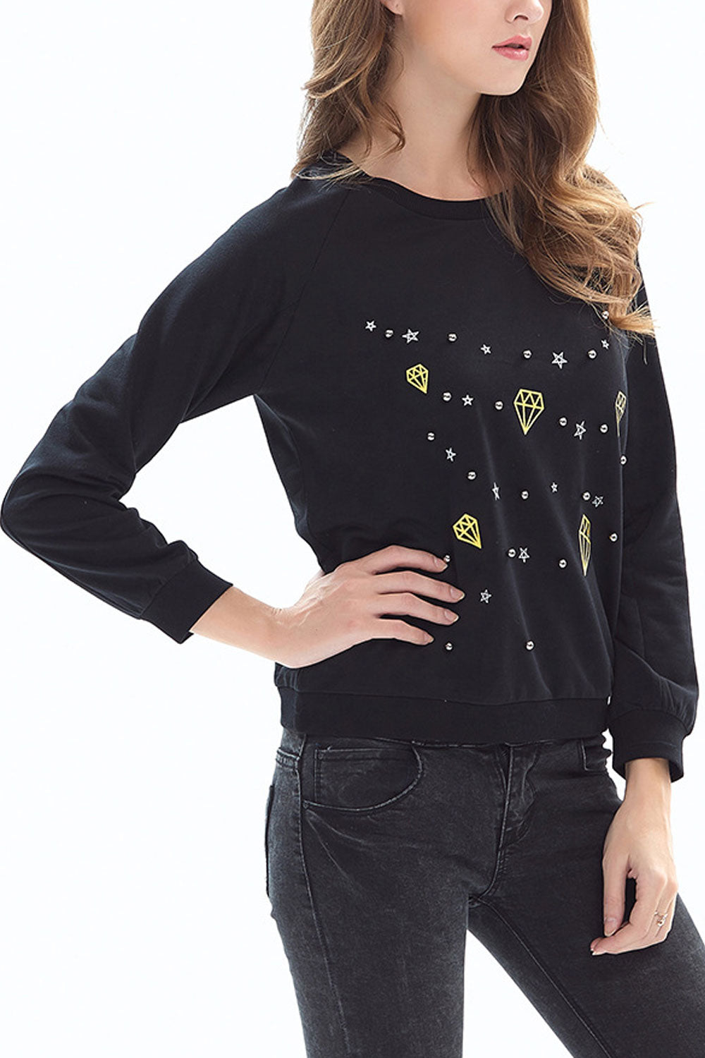 Women Round Neck Beads Decorated Stylish Top