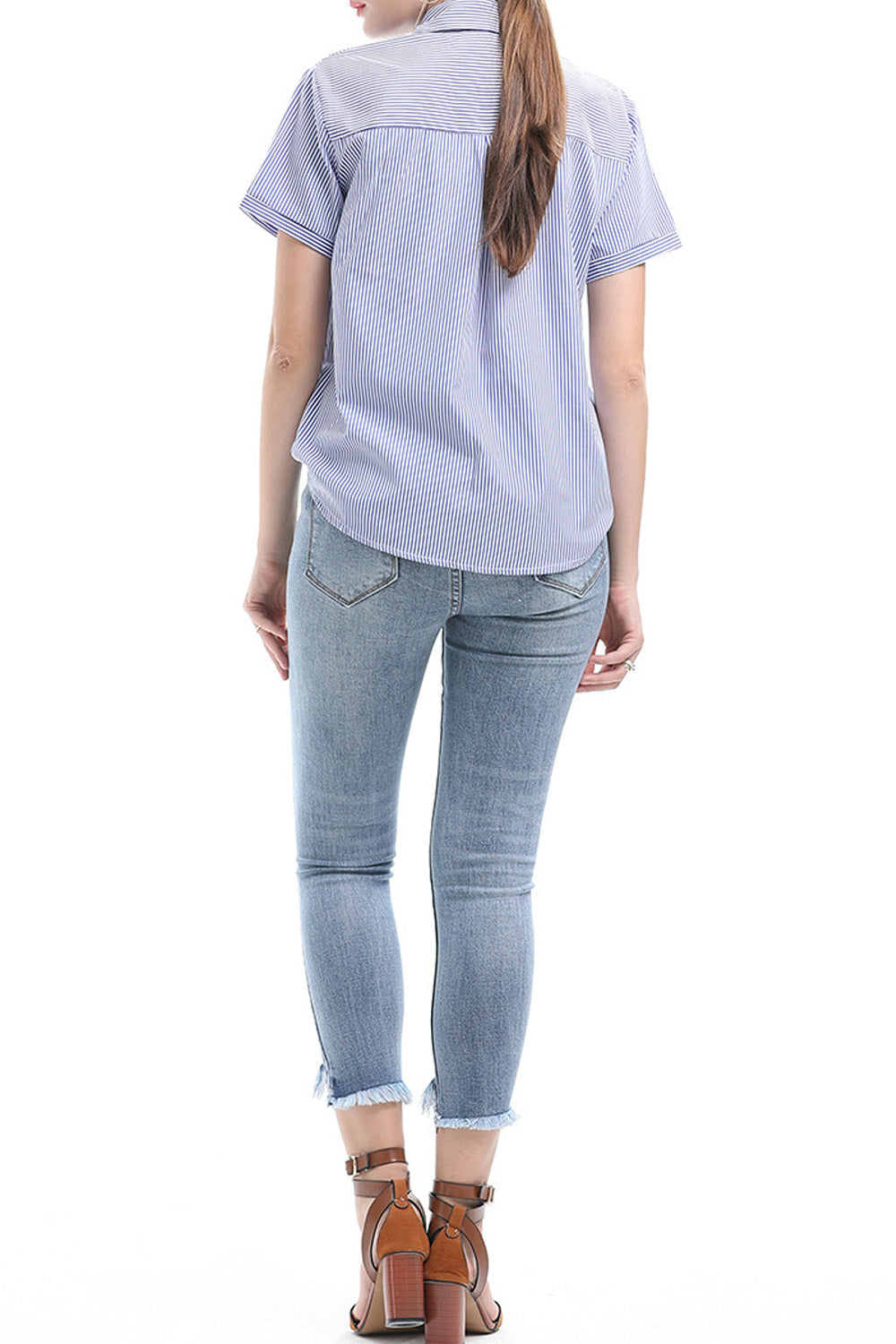 Women Embroidred Button Down Shirt