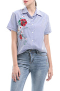 Women Embroidred Button Down Shirt