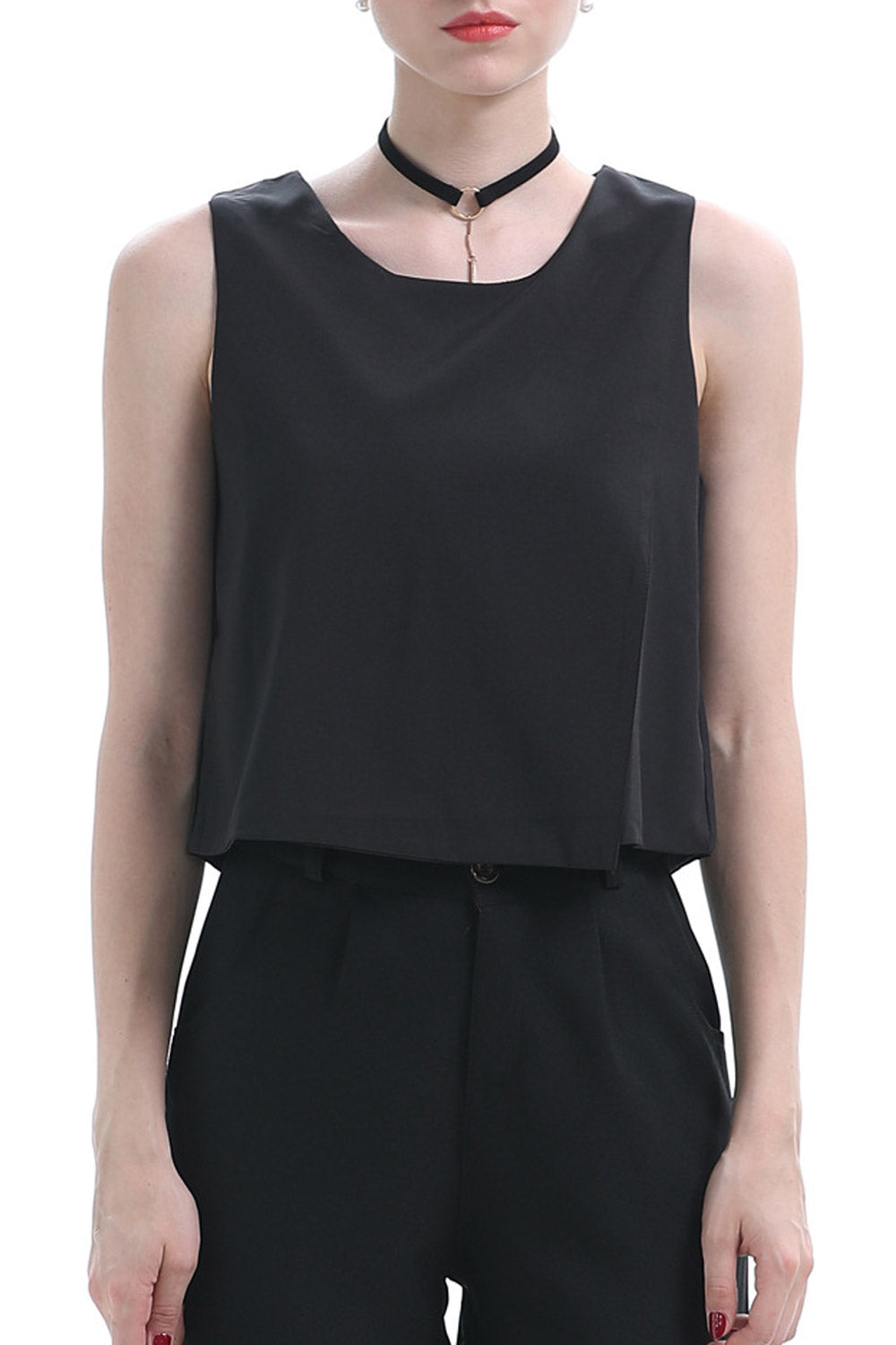 Women Solid Colored Sleeveless Stylish Top