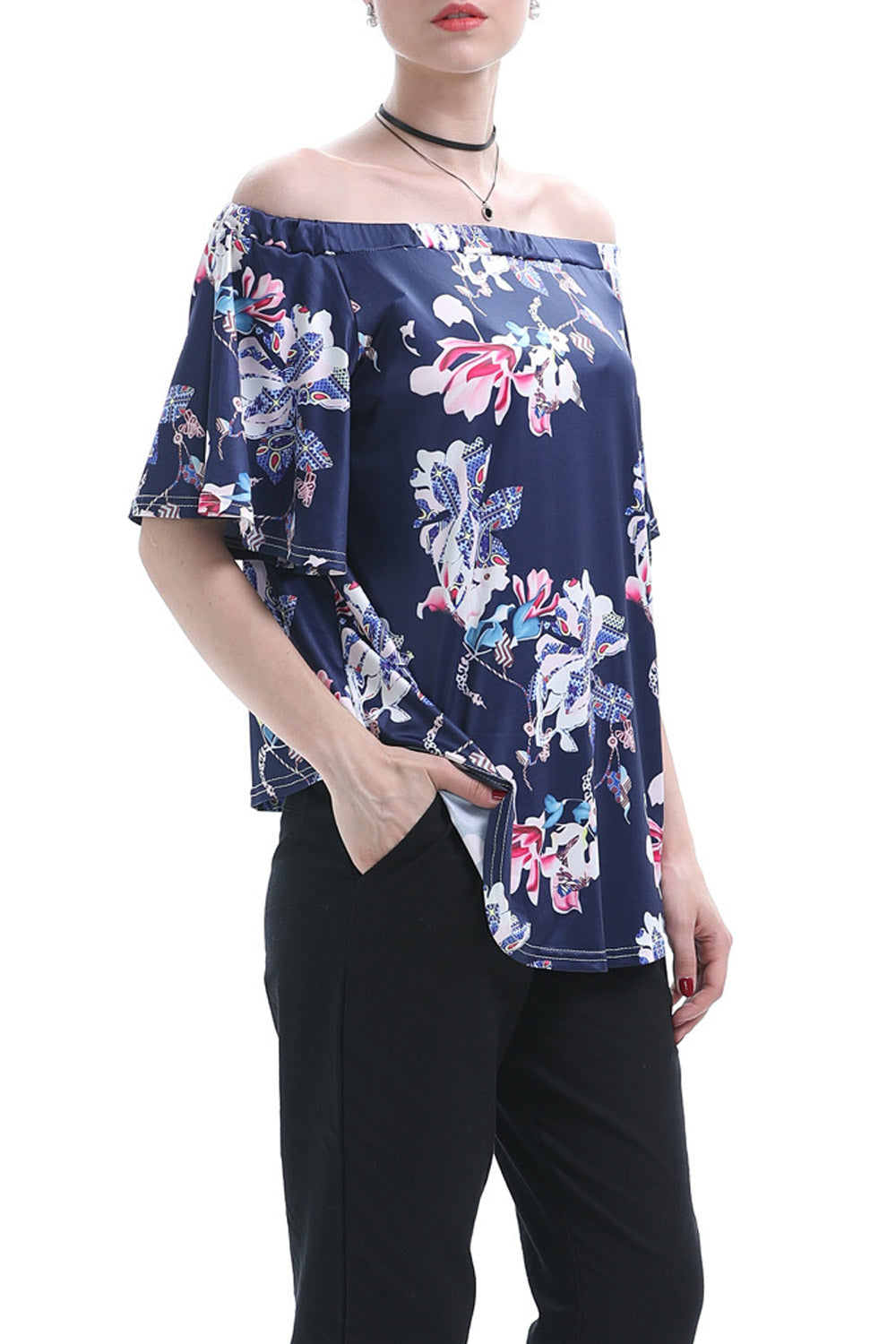Women Off Shoulder Floral Printed Top