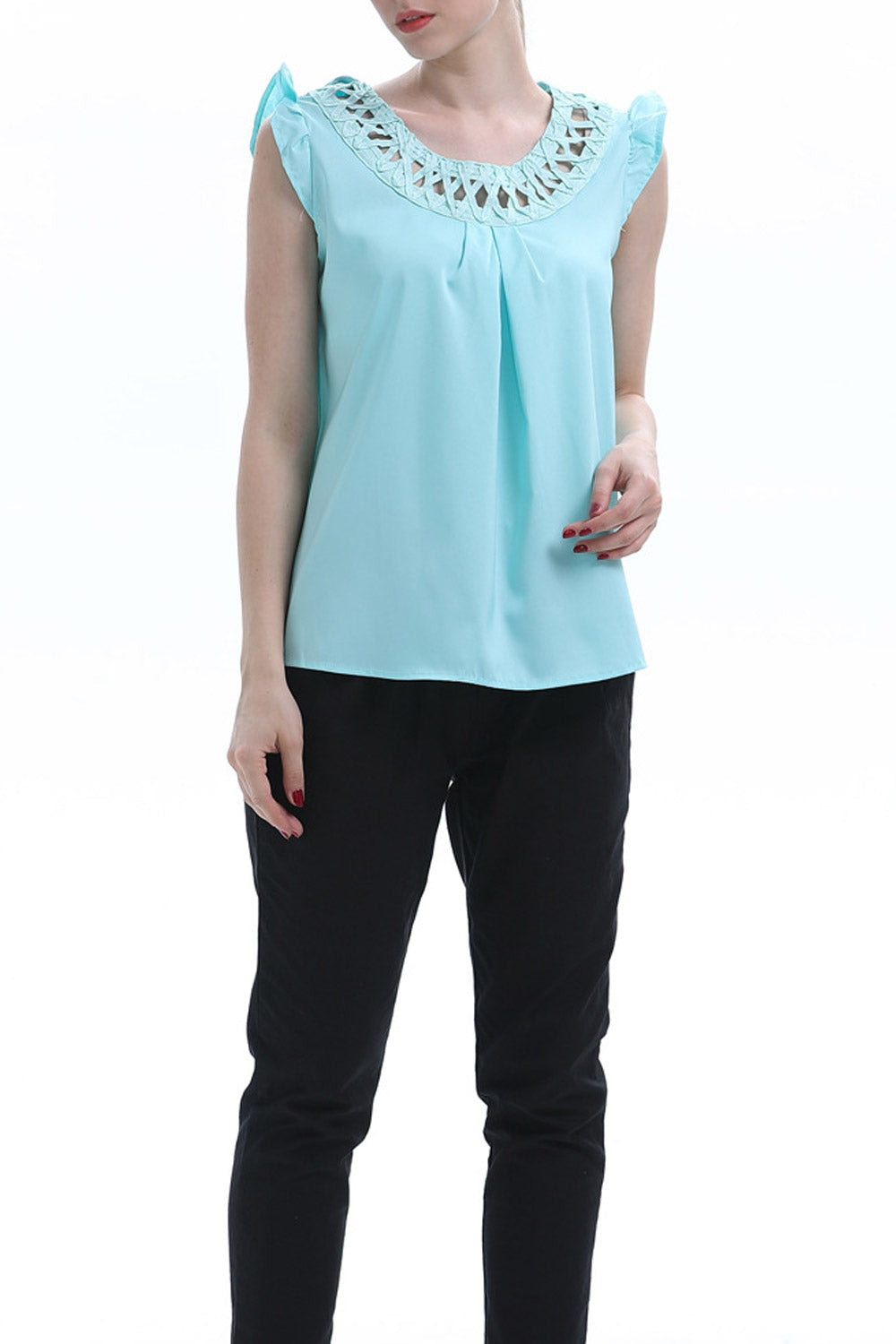 Women Ruffled Sleeveless Fashion Top