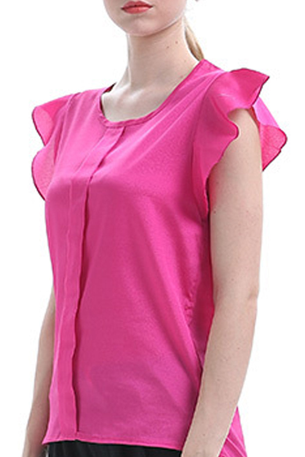 Women Round Neck Flying Sleeve Top