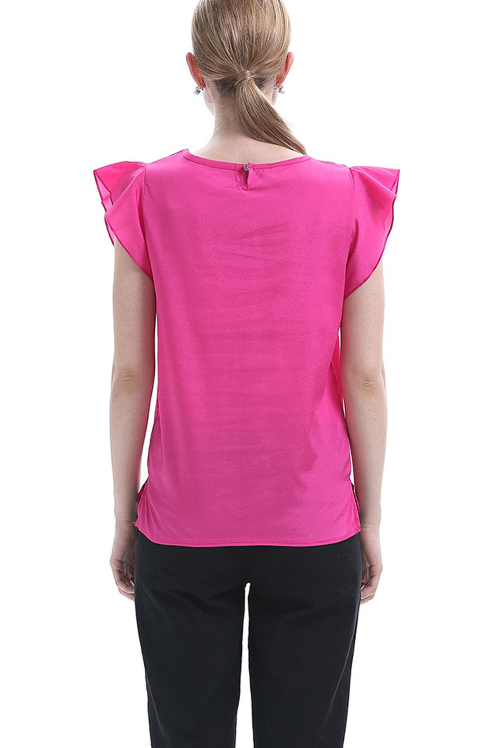 Women Round Neck Flying Sleeve Top