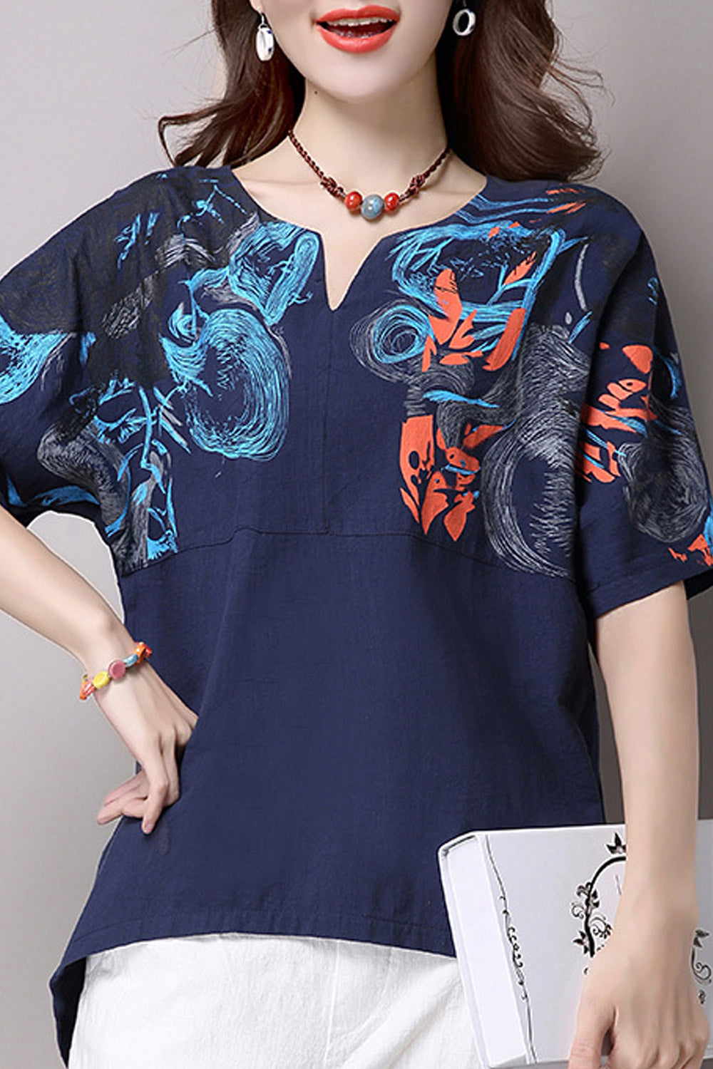 Women Printed High Low Hem Stylish T-Shirt