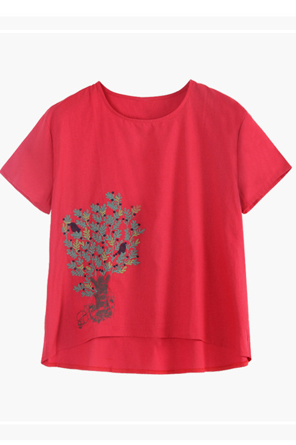 Women Embroidred Short Sleeved Loose Top