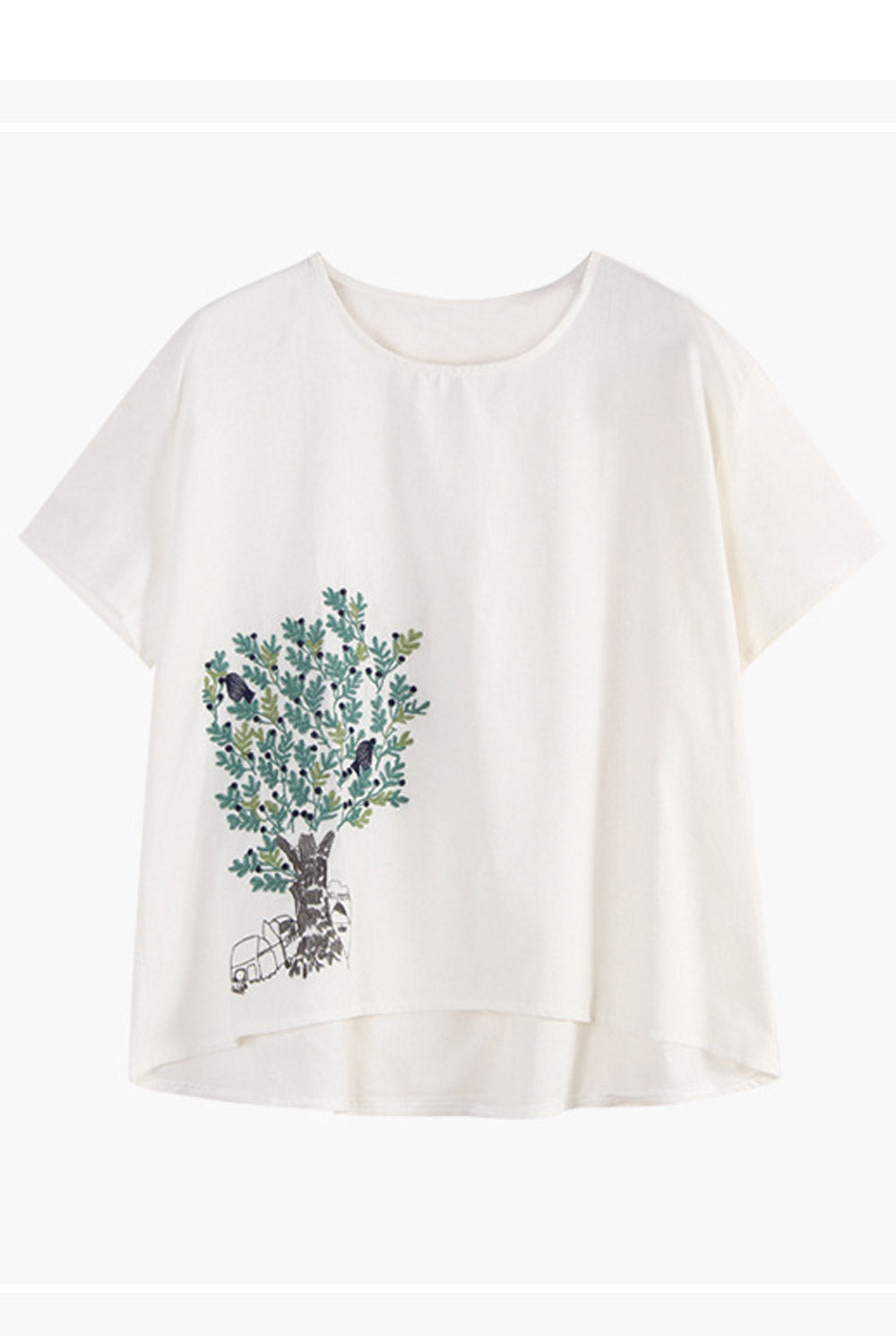 Women Embroidred Short Sleeved Loose Top