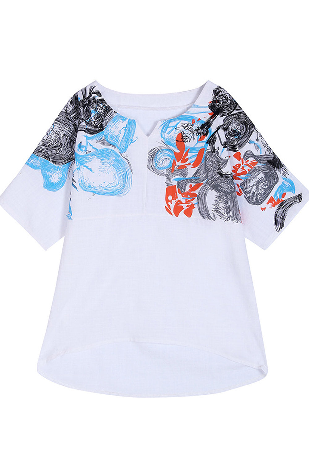 Women Printed High Low Hem Stylish T-Shirt
