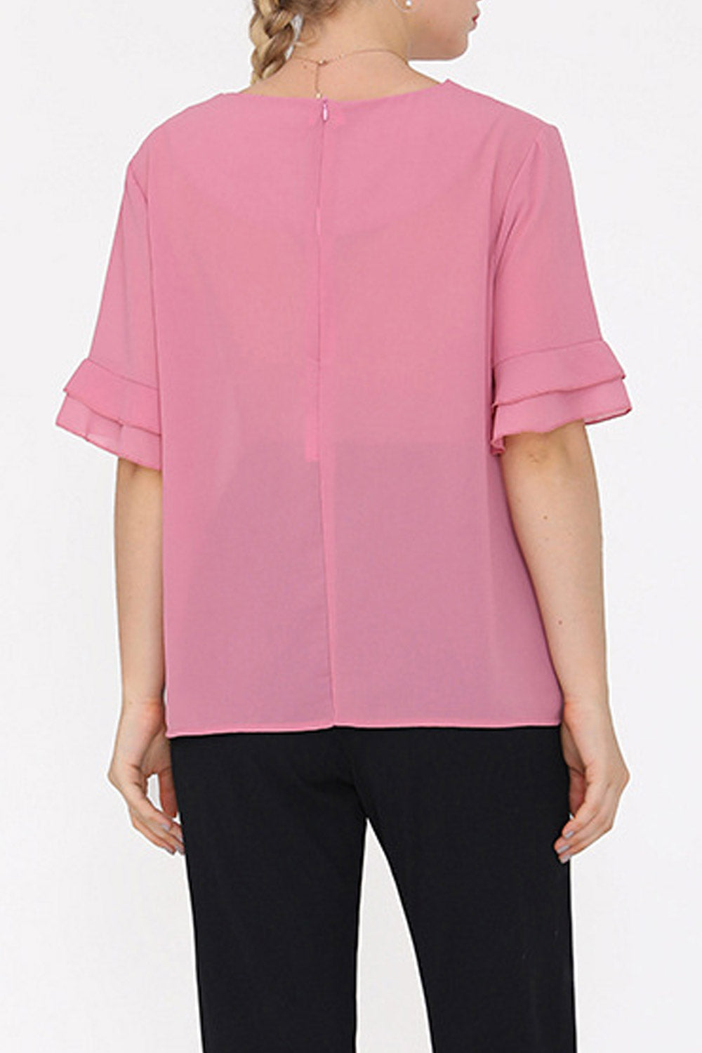 Women Fashion Short Sleeved Chiffon Top