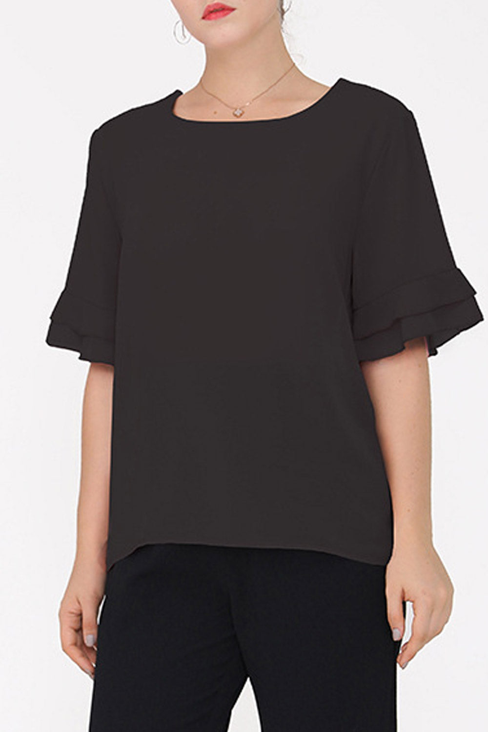 Women Fashion Short Sleeved Chiffon Top