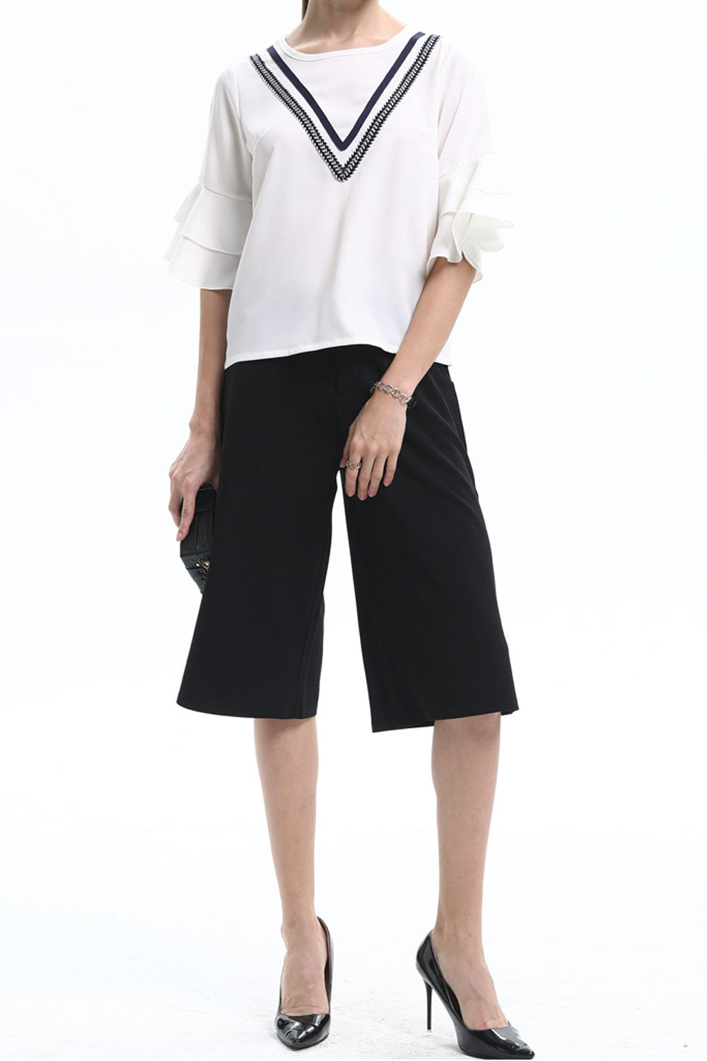 Women Fashion High Neck Simple Top