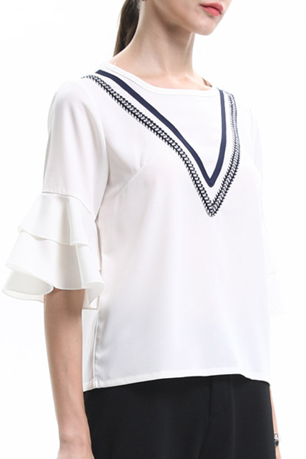 Women Fashion High Neck Simple Top