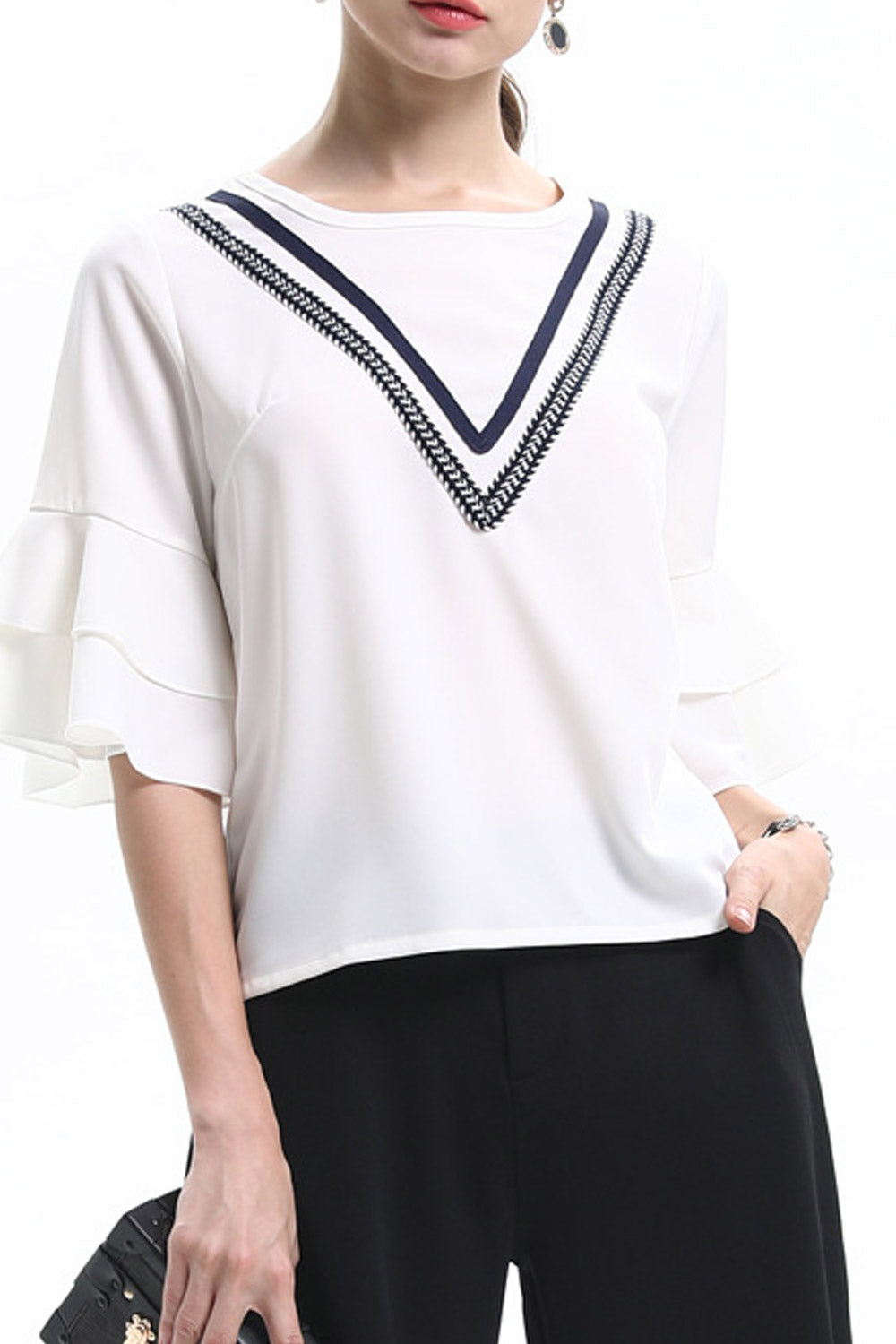 Women Fashion High Neck Simple Top