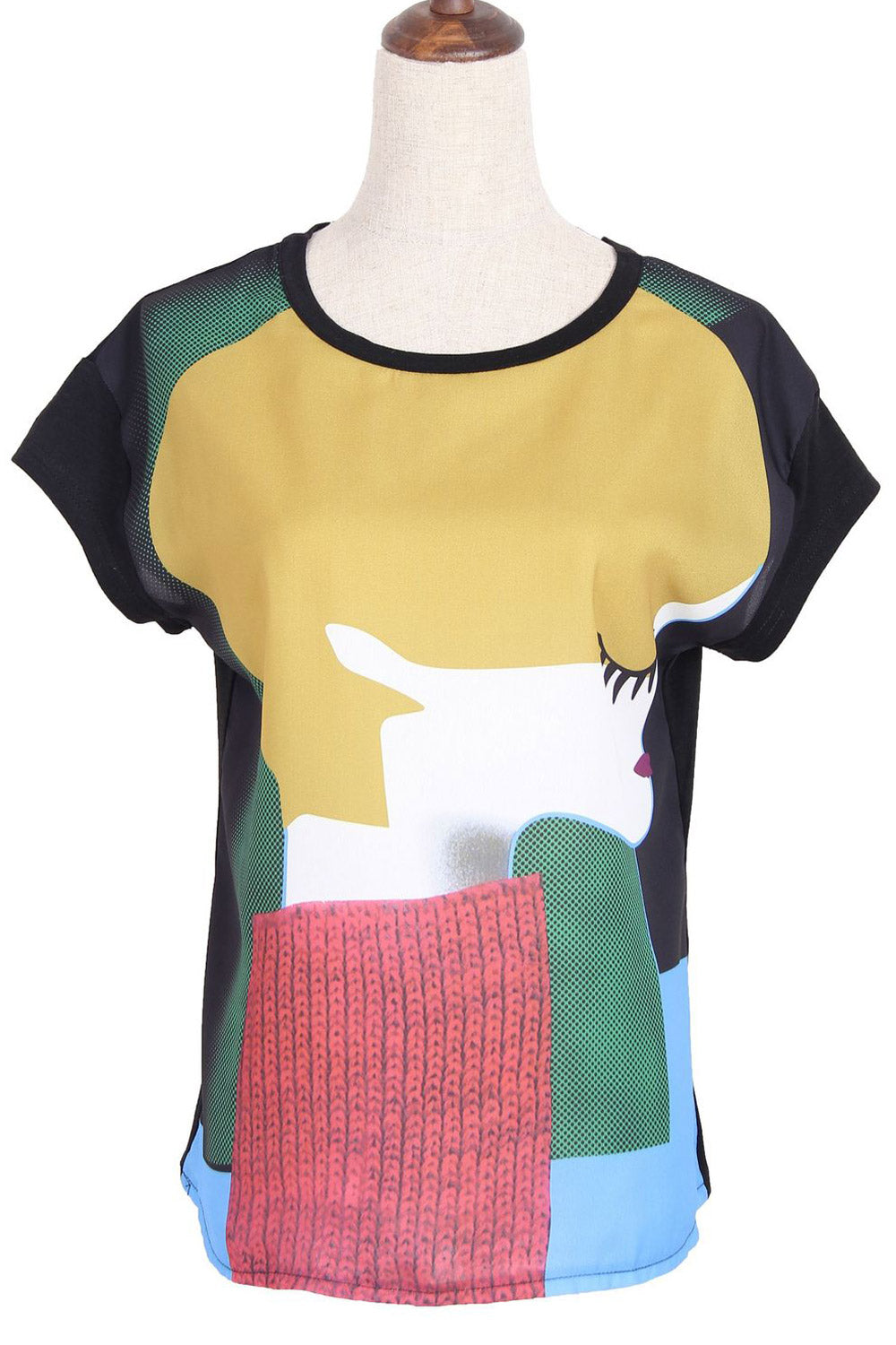 Women Cartoon Printed Short Sleeved Top
