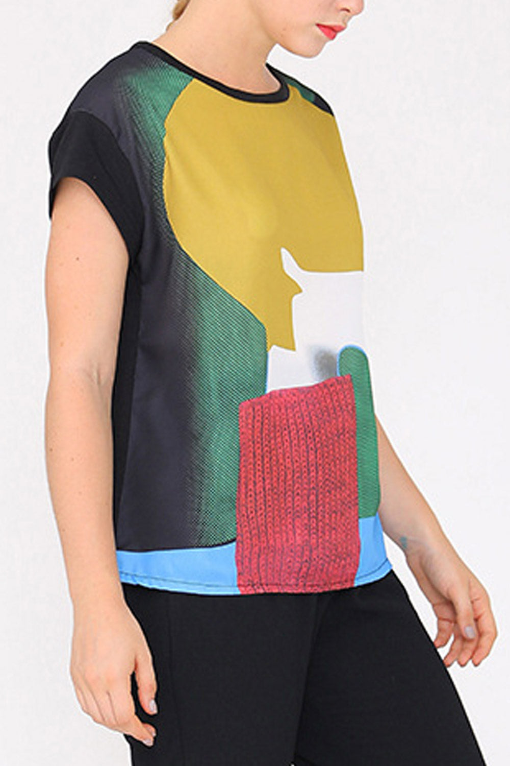 Women Cartoon Printed Short Sleeved Top