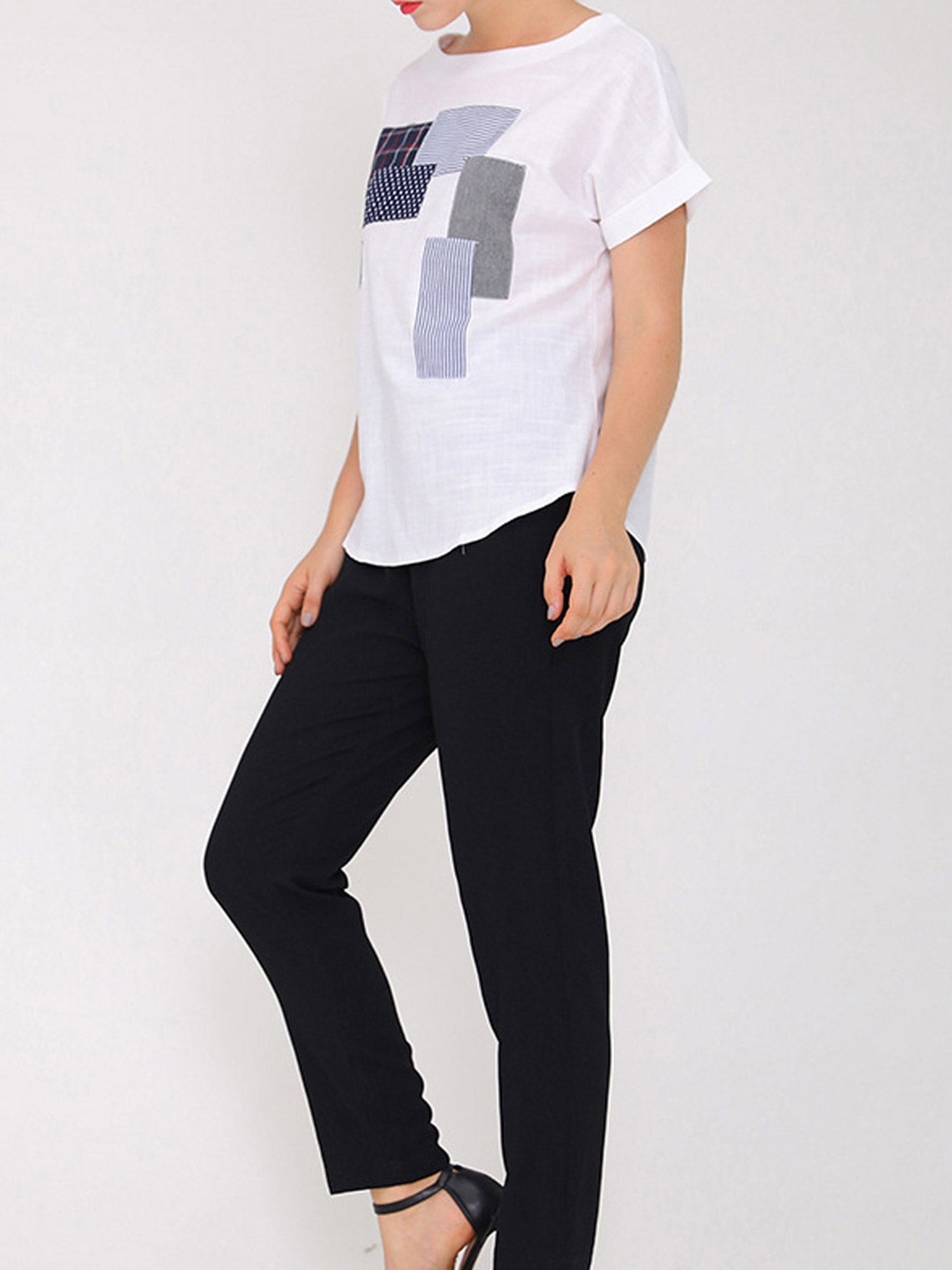 Women Short Sleeve Geometric Printed T-Shirt