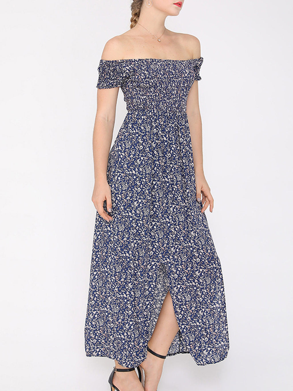 Women Stylish Printed Off Shoulder Dress