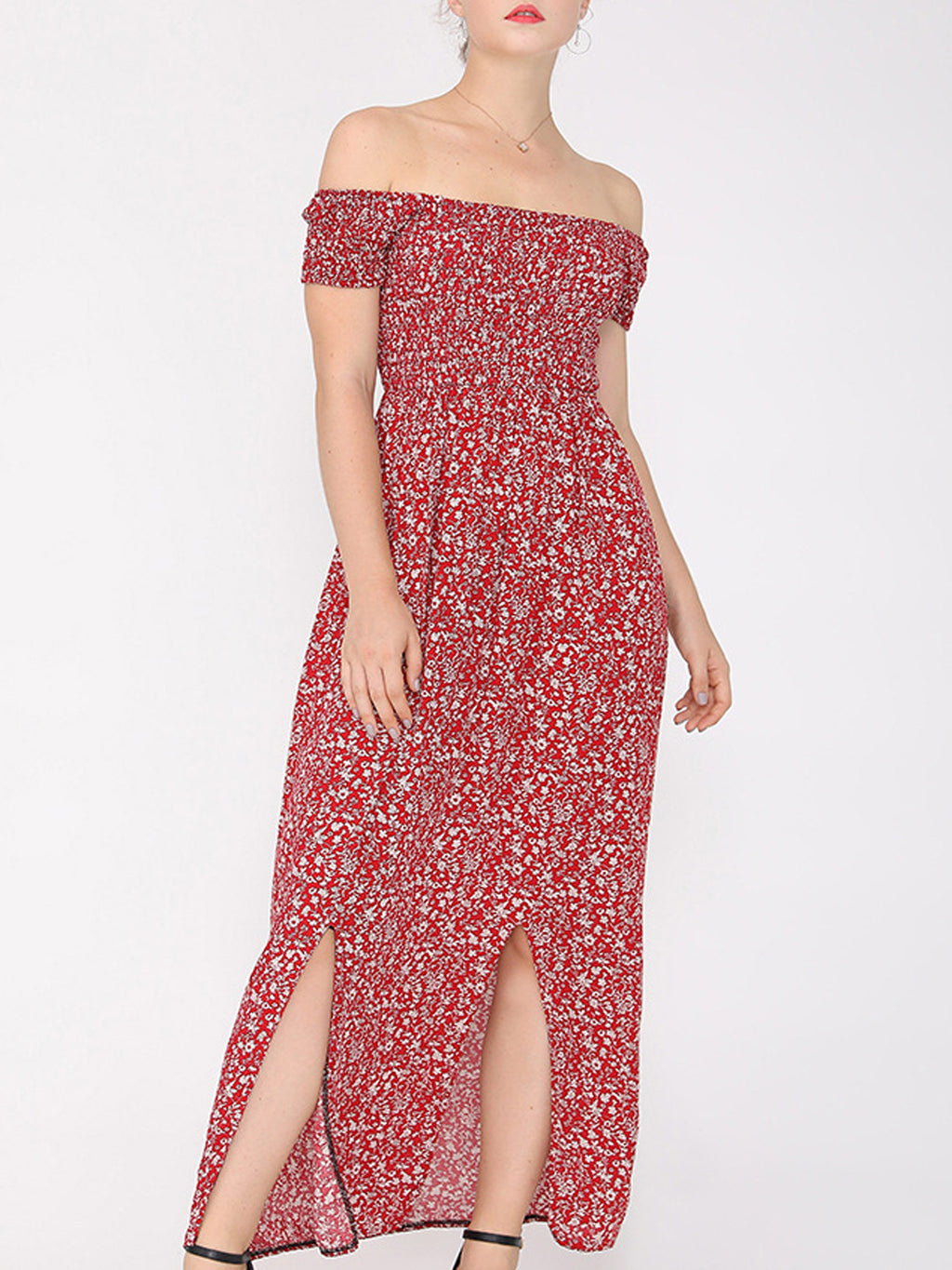 Women Stylish Printed Off Shoulder Dress